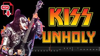 KISS  Unholy 🔴Bass Tabs  Notation ChamisBass kissbass basstabs kissband [upl. by Sivar]