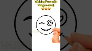 how to draw winking face with tongue emoji sketch for kids beginners shorts shortsfeed emoji art [upl. by Enailuj]