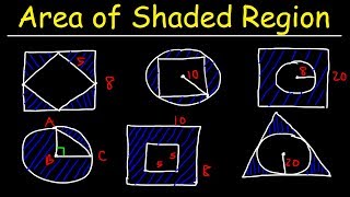 Area of Shaded Region  Circles Rectangles Triangles amp Squares  Geometry [upl. by Llekcir]