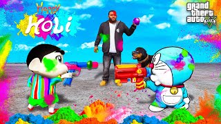 Shin Chan amp Franklin amp Iron Man amp Spider Man Playing With Holi Colours in Gta 5 in Telugu  Part 2 [upl. by Cornwall]