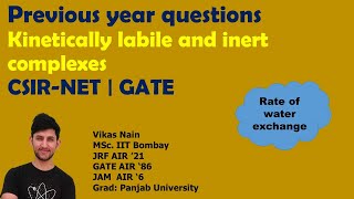 Labile and Inert Complexes  Previous year questions  CSIRNET  GATE [upl. by Eeleimaj889]