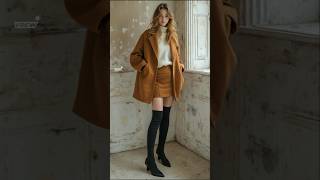 2024 Winter fashions  suede jacket amp mini skirt styles outfits [upl. by Kcyred]