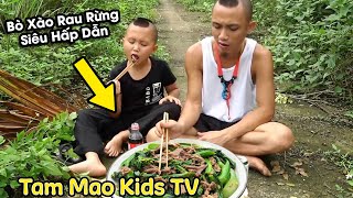 Làm món RAU LỢN XÀO BÒ và thưởng thức trong rừng cùng Mao Đệ Đệ  Tam Mao TV [upl. by Lleruj96]