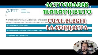 Que ACTIVIDAD elegir en el MONOTRIBUTO cual corresponde Nomenclador de actividades economicas AFIP [upl. by Mathian]