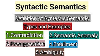 Syntactic Semantics  Contradiction  Ambiguity  Semantic anomaly  Presupposition  Entailment [upl. by Noitsuj]