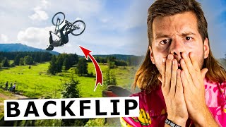 Sein erster Backflip mit Mountainbike Philipp Gatterer rasiert alles  Jan Schlappen reagiert [upl. by Jezabel]