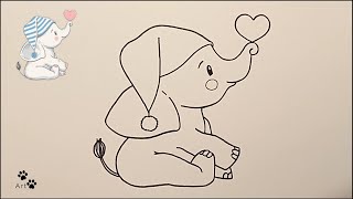 How to draw an cute elephant  Kako nacrtati slonce [upl. by Stouffer456]