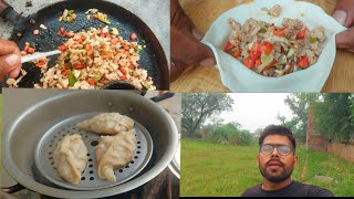 Chicken Momos recipe  Chicken Momos Banaye  First time 😛 [upl. by Angelica]