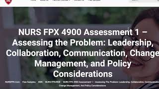 NURS FPX 4900 Assessment 1 – Assessing the Problem Leadership Collaboration Communication Change [upl. by Rianna347]