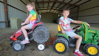 Saving kids broken tractor from hay field  Tractors for kids [upl. by Niwrud]