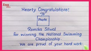 Formal Message of Congratulations  Congratulations Message  Handwriting  Writing  Eng Teach [upl. by Aicelef]