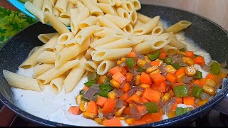 Recette Pâtes à la Sauce Blanche 😋 Aussi Crémeuses et Saveureuses 🔝👌 White Sauce Pasta Recipe [upl. by Adaurd]