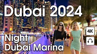 Dubai 🇦🇪 Night Dubai Marina  4K  Walking Tour [upl. by Gael365]