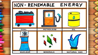 Sources of Energy Drawing  Non Renewable Sources of Energy Drawing  Sources of Energy Conservation [upl. by Misty]