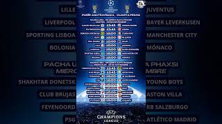 UEFAChampionsLeague RealMadrid ManCity Bayern Liverpool Barcelona Milan CuartaFecha Fixture [upl. by Zobias]