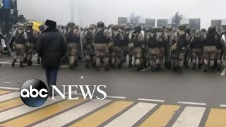 Protests erupt in Kazakhstan over fuel prices l ABC News [upl. by Aivato]