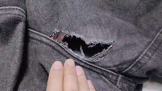 Learn by yourself how to invisibly fix a hole on jeans between the legs [upl. by Iago]