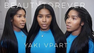 Beauty Forever Hair V Part Hair Yaki Straight Wig With Drawstring [upl. by Kirk]