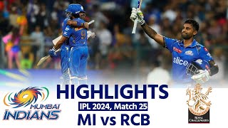 MI vs RCB IPL 2024 Mumbai Indians vs Royal Challengers Bengaluru Today Full Match Highlights [upl. by Athene]