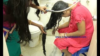 Hardcore Shampoo Long Hair wash By another Long Hair Lady [upl. by Siseneg]