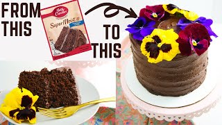 CHOCOLATE CAKE MIX HACKS  How To Make a Box Cake Mix Taste Better [upl. by Nillor]