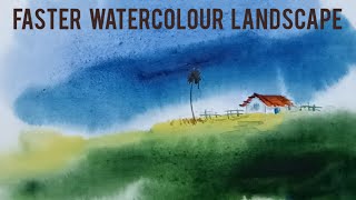 Faster watercolour landscape Watercolour landscapedasart [upl. by Marsiella257]