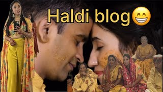 Dulhe raja ki muh dikhayi😂engagement blog haldi blog [upl. by Meredith115]