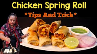 Chicken Spring Roll with Homemade Sheets  Chicken Roll Recipe with Tips And Trick  Streetfoodzaika [upl. by Ahseym]