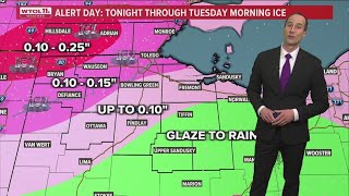 Monday night ALERT DAY issued for freezing rain icy roads into Tuesday  WTOL 11 Weather  Jan 22 [upl. by Cindie]