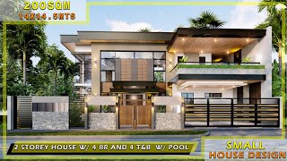 SMALL HOUSE DESIGN  14X145 METERS 2 STOREY HOUSE WITH 4 BEDROOMS AND 4 BATHROOMS [upl. by Edijabab]