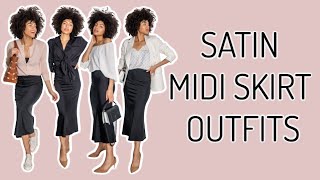 How to wear a satin midi skirt  Outfit Ideas [upl. by Iblok808]