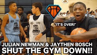 Julian Newman Gets CHALLENGED By Jaythan Bosch at NEOYE  Players STORMS the Court [upl. by Farant]