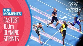 Top Fastest Mens 100m in Olympic History  Top Moments [upl. by Akim962]