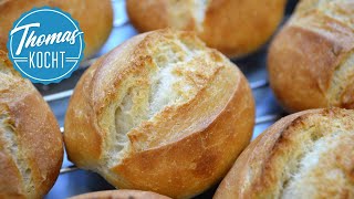 Die besten Brötchen backen ganz einfach  ohne kneten  no knead  Thomas kocht [upl. by Adnek105]