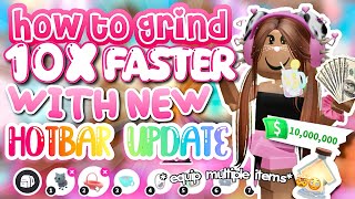 HOW TO GRIND 10x FASTER IN ADOPT ME WITH NEW HOTBAR UPDATE🤑🐳⏳💓 [upl. by Aynnat]