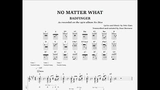 No Matter What  Badfinger guitar transcription wtab [upl. by Nuahc]