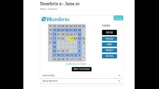 Solve Daily Numbrix 9 Puzzle 6102024 ASMR [upl. by Ahseik]