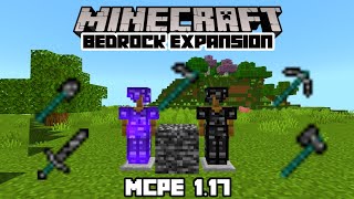 Minecraft Bedrock Tools And Armor  Mcpe 117 Mod and Addon  Op Armor and Tools [upl. by Assil754]