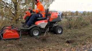 Husqvarna P 524 with flail mower in action [upl. by Kahlil]