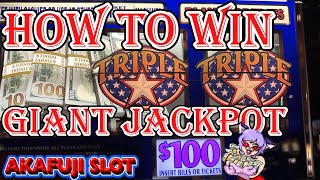 How I played until I won the Giant Jackpot🤩 Triple Stars 100 Slot Machine [upl. by Claresta]