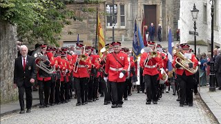 Bands lead march of the Civic amp Dyers Parties to Linlithgow Palace during 2022 Linlithgow Marches [upl. by Irianat]