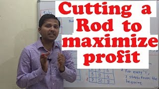 Cutting a rod into pieces to maximize Profit Dynamic Programming [upl. by Binky]