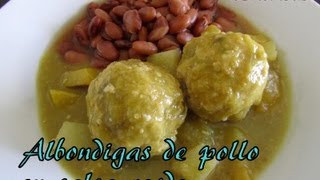 Albondigas de Pollo en Salsa Verde chickenballs in green sauce video 151 [upl. by Nolad974]