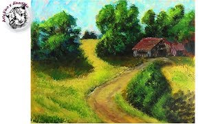 Como PIntar un Paisaje Completo Explicado Paso a Paso en Oleo o Acrilico [upl. by Rafaelia]