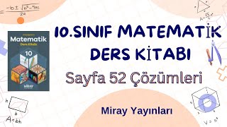 10Sınıf Matematik Ders Kitabı Sayfa 52 ÇözümleriCevapları  Miray Yayınları [upl. by Nnylirret618]