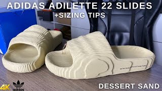 Adidas Adilette 22 Slides Desert Sand On Feet Review [upl. by Ayhtnic793]