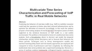 Multivariate Time Series Characterization and Forecasting of VoIP Traffic in Real Mobile Networks [upl. by Adnilre982]