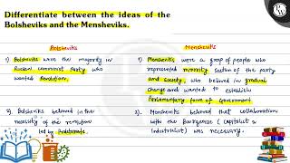 Differentiate between the ideas of the VI Bolsheviks and the Mensheviks Bolsheviks Mensheviks [upl. by Faustena686]