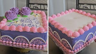 Decoración Torta cuadrado con rosas en crema para mujer [upl. by Caterina]