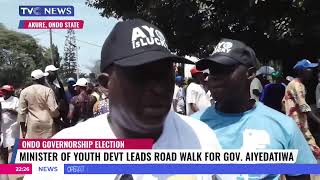 Ondo Governorship Election Minister Of Youth Development Leads Road Walk For Gov Aiyedatiwa [upl. by Asyle]